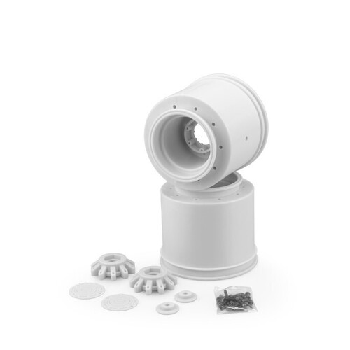 Aggressor - 2.6 x 3.8" 17mm hex Monster Truck wheel, (white) with interchangeable hubs ( fits Traxxas Maxx, Losi LMT)