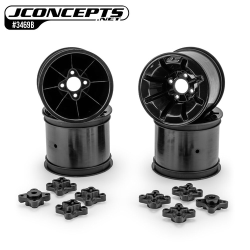 JConcepts Pioneer - RC10T 2.2" Rear Wheel Black Fits óñ RC10T, T2, RC10GT, T3, T4   Includes adaptors for 1/4" and 3/16_ axle combo