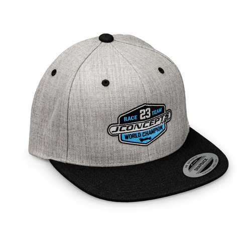 2023 JConcepts Racing Team hat, flat bill, snap-back design - heather gray