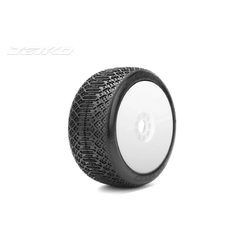 JETKO J-ONE 1/8 Buggy Pre-Glued Tires (pair) - Clay Ultra Soft / Yellow / Not Belted