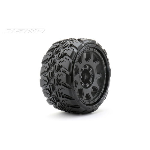 Jetko 1/8 SGT 3.8 EX-KING COBRA Tyres (Claw Rim/Black/Med Soft/Belted)