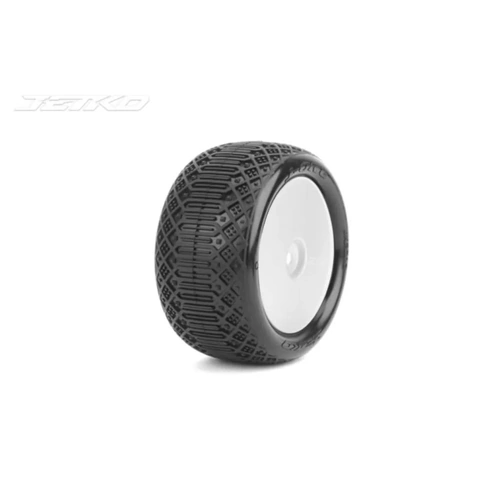 JETKO J-One 1/10 Rear Buggy Mounted Tires (Pre-Glued) - Medium Soft / Yellow