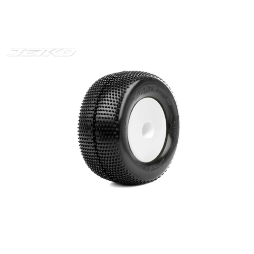 JETKO Desirer 1/10 2.2 Stadium Truck Mounted Tyres (Pre Glued) - Super Soft / White