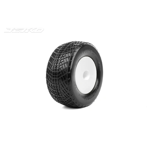 JETKO Positive 1/10 2.2 Stadium Truck Mounted Tyres (Pre Glued) (AE OFFSET ) - Ultra Soft / White