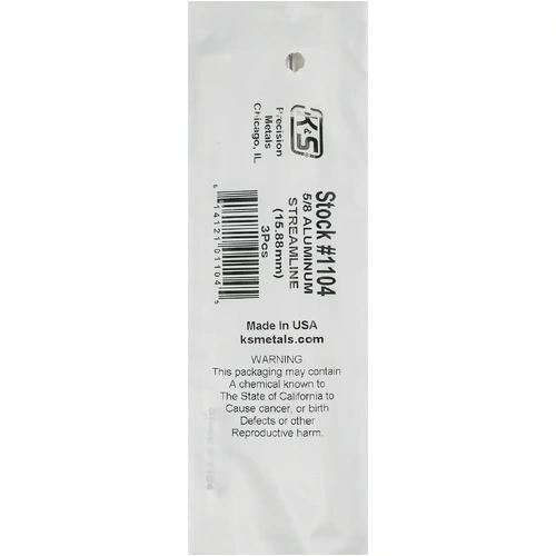 K&S 1104 STREAMLINED ALUMINUM TUBE (35IN LENGTHS) 5/8IN  (1 tube)