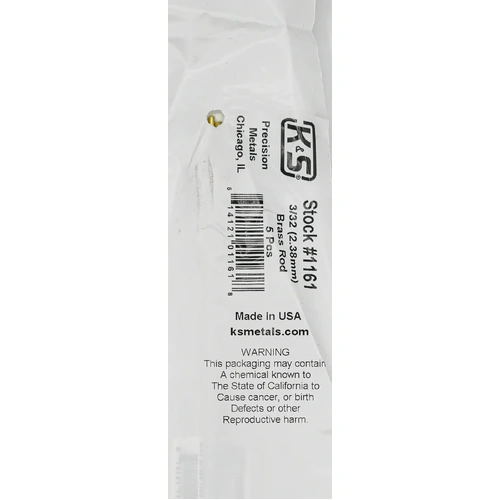 K&S 1161 SOLID BRASS ROD (36IN LENGTHS) 3/32IN (1 rod per bag x 5 bags)