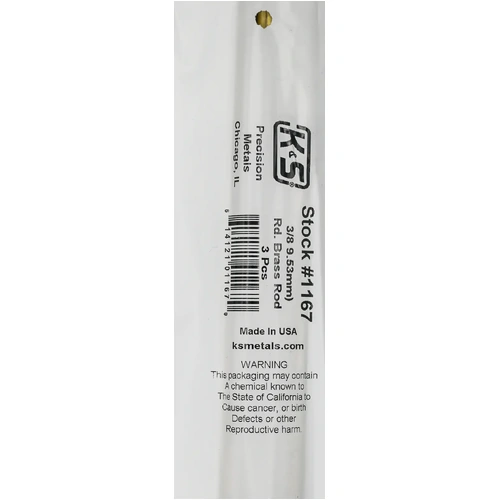 K&S 1167 SOLID BRASS ROD (36IN LENGTHS) 3/8IN (1 rod per bag x 3 bags)