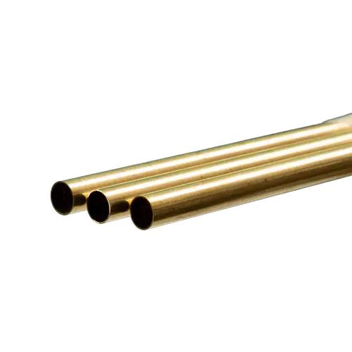 K&S 3930 ROUND BRASS TUBE .45MM WALL (1 METER) 12MM OD (3 TUBES PER BAG)