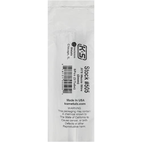 K&S 505 MUSIC WIRE (36IN LENGTHS) .078IN  (3 pieces per bag x 5 bags)