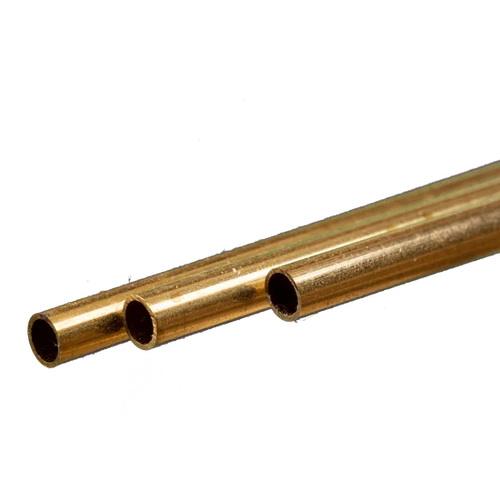 K&S 9823 ROUND BRASS TUBE (300MM LENGTHS) 5MM OD X .45MM WALL (3 PIECES)