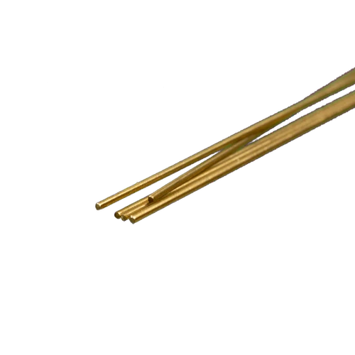 K&S 9860 ROUND BRASS ROD  (300MM LENGTHS) .5MM DIAMETER (5 PIECES)