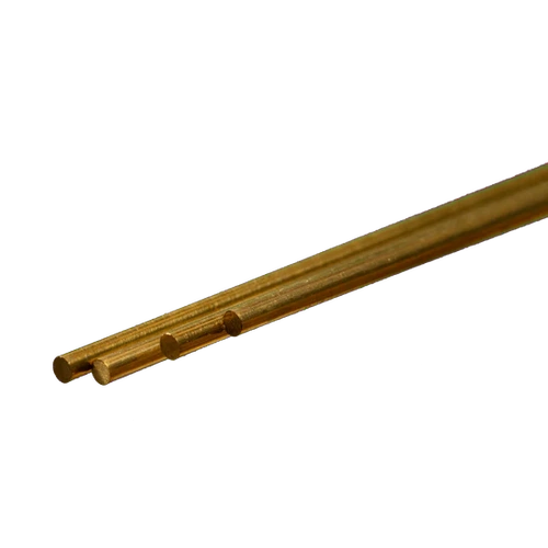 K&S 9864 ROUND BRASS ROD  (300MM LENGTHS) 2.5MM DIAMETER (4 PIECES)