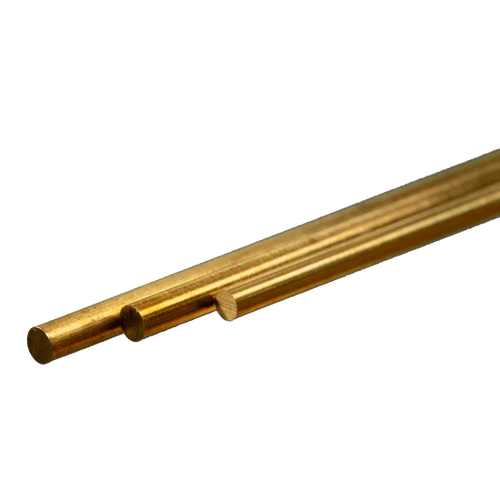 K&S 9866 ROUND BRASS ROD  (300MM LENGTHS) 3.5MM DIAMETER (3 PIECES)