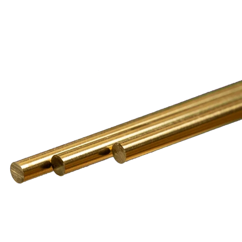 K&S 9867 ROUND BRASS ROD  (300MM LENGTHS) 4MM DIAMETER (3 PIECES)