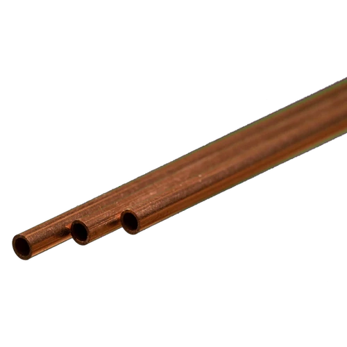 K&S 9871 ROUND COPPER TUBE  (300MM LENGTHS) 3MM OD X .36MM WALL (3 PIECES)