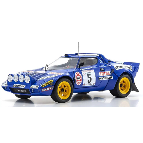 Kyosho 1/18 Lancia Stratos HF 1976 Tour de Corse Blue Nr. 5 Diecast Model Car