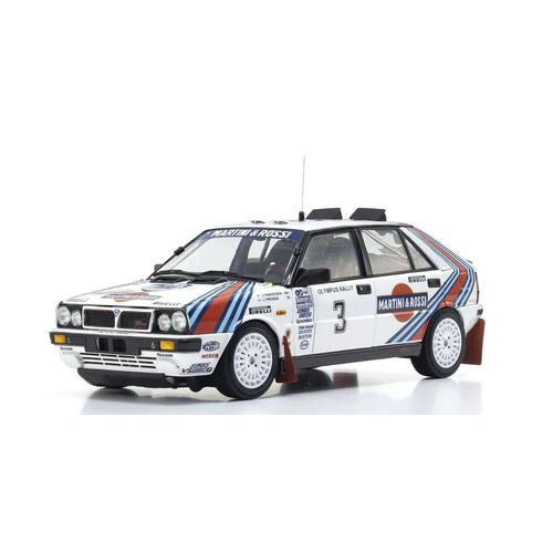 Kyosho 1/18 Lancia Delta HF 4WD 1987 Olympus Rally MARTINI ROSSI Nr.3 Diecast Model Car