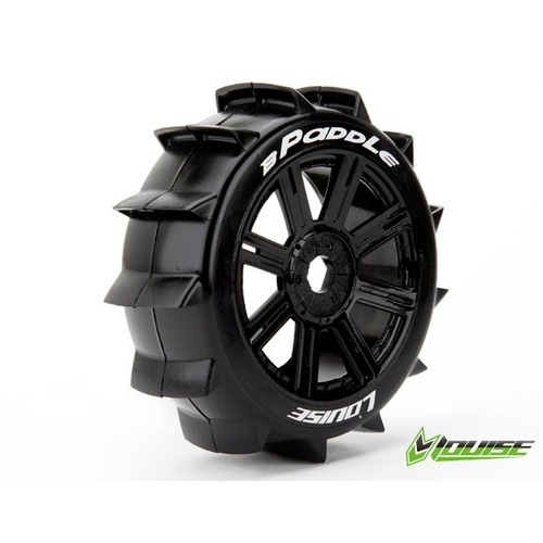 Louise RC - B-PADDLE - 1-8 Buggy Tire Set - Mounted - Soft - Black Spoke Wheels - Hex 17mm - L-T3249SB