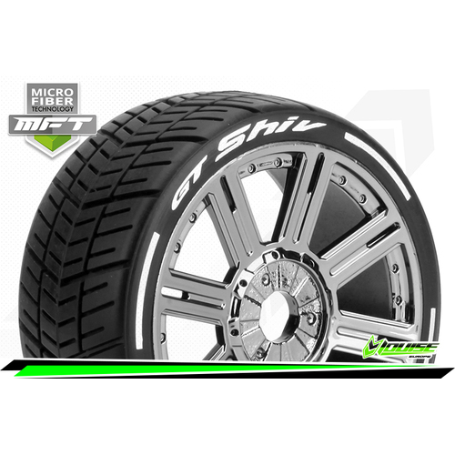 GT SHIV 1/8 Wheel & Tyre blk/chrome Soft