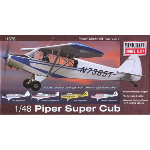 Minicraft 11678 1/48 Piper Super Cub with 4 Marking Options Plastic Model Kit