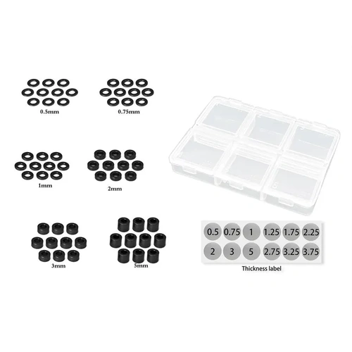 MR33 Aluminum 3mm Shim Set 0.5,0.75,1,2,3,5mm Each 10pcs. (60) Black  MR33-AS-SET-BK