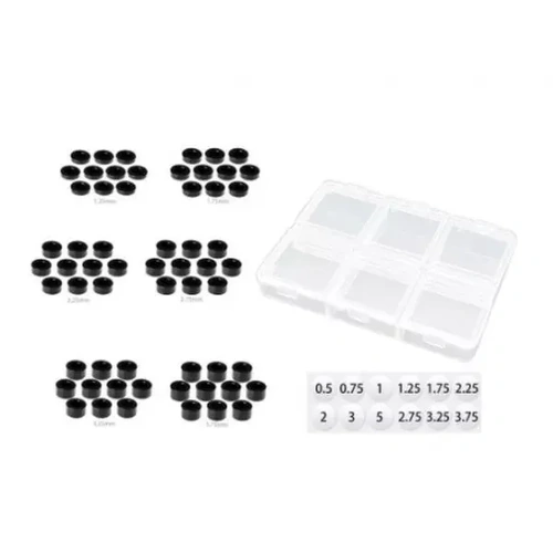 MR33 Aluminum 3mm Shim Set 1.25,1.75,2.25,2.75,3.25,3.75mm Each 10 (60) - Black
