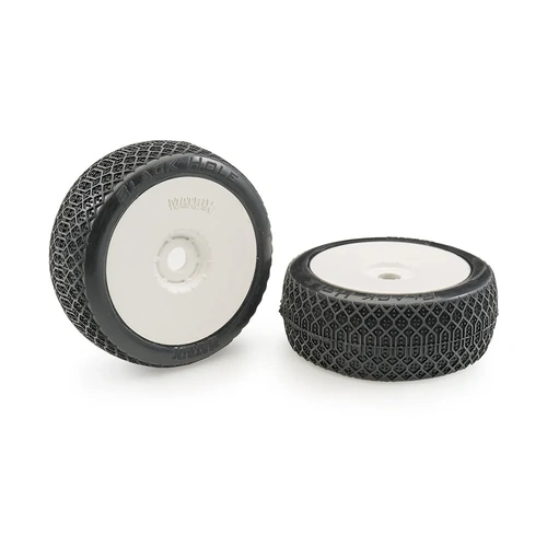 Matrix Tires BLACKHOLE 1/8 Buggy Tires (pair) - White Rims (Glued) / Clay Super Soft