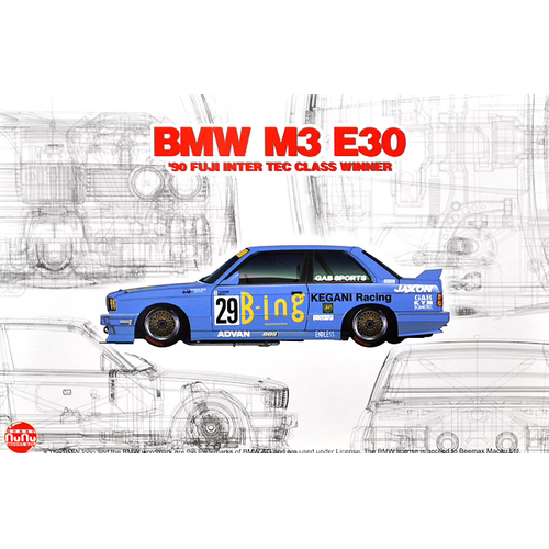 NUNU 1/24 BMW M3 E30 JTC '1990 INTERTEC CLASS WINNER PLASTIC MODEL KIT