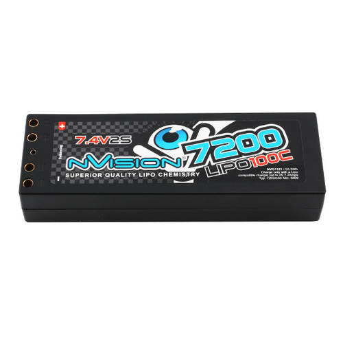 nVision 7.4v 7200mah HC 100C Fact Pro w/Tubes - NVO1121
