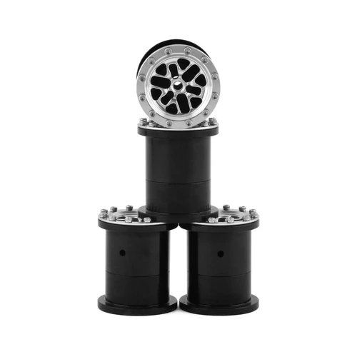 NEXX Racing FCX24 1/28 Aluminum Monster Truck Beadlock Wheels (Silver) (4)
