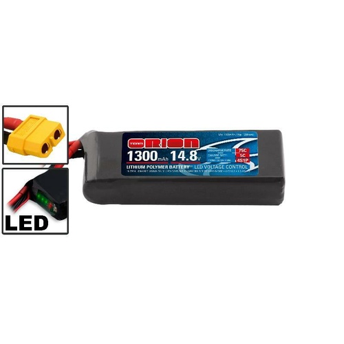 Team Orion 1300Mah 4S 14.8V 75C LiPo XT60 Racing Drone Battery - ORI60244