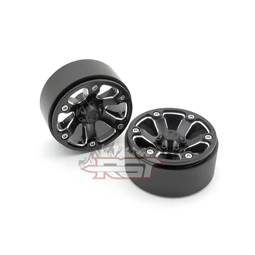 RGT 1.9" Black Aluminium Beadlock 6 Spoke Rims 2Pcs