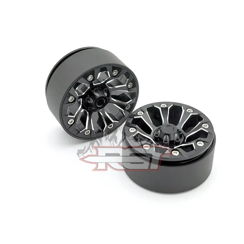 RGT 1.9" Black Aluminium Beadlock 8 Spoke Rims 2Pcs