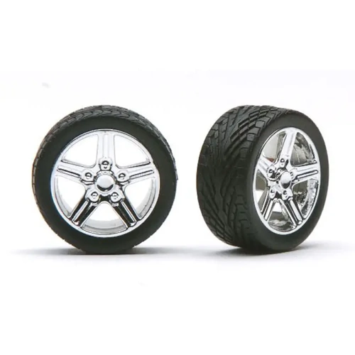 Pegasus 1/24 "Irok'S" Rims W/Tires Chrome for Scale Models [1266]
