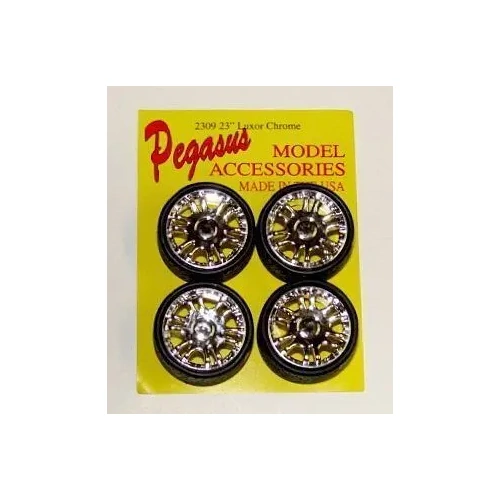 Pegasus 1/24 23" Luxor'S Rims W/Tires Chrome for Scale Models [2309]