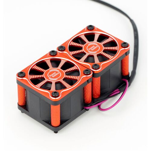Powerhobby Twister Twin / Dual 40mm 1/8 1/5 Motor Aluminum Cooling Fan - Red