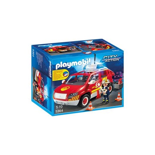 Playmobil Fire Chief Car W Lights/Sound