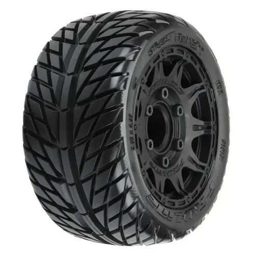 Proline 1/10 Street Fighter LP 2.8in Tyres Mounted On Raid Black 6x30 Wheels, F/R, PR10161-10