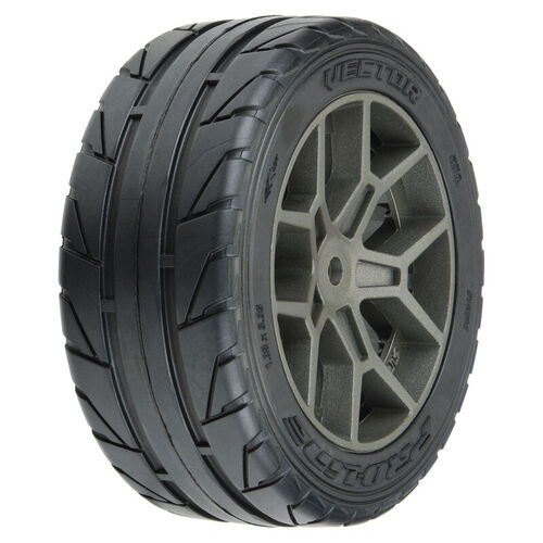Proline 1/8 Vector S3, F/R 35/85 2.4in Belted Tyres Mounted on 14mm Hex, PR10204-10