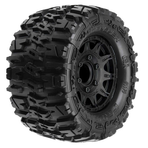 Proline 1/10 Trencher 2.8in Tyres Mounted on Raid Black 6x30 Wheels, F/R, PR1170-10