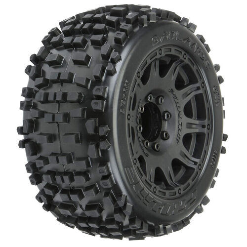 Proline 1/8 Badlands 3.8in Tyres Mounted on Raid 8x32 17mm MT Wheels, F/R, PR1178-10