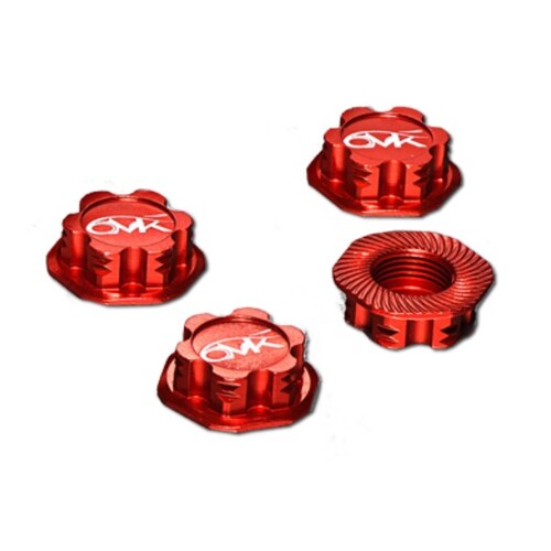 6mik serrated & locking 1/8 wheel nuts 1.0mm RED (4PCS)