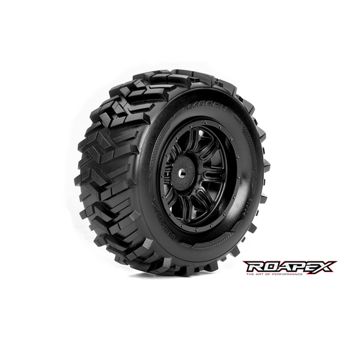 ROAPEX MORPH 1/10 SC TIRE BLACK WHEEL WITH 12MM HEX MOUNTED