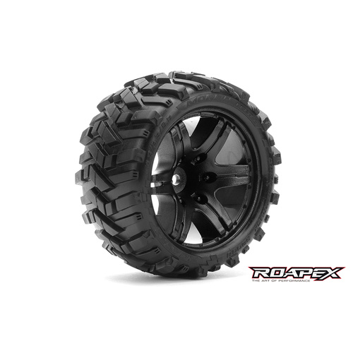 MORPH BELTED 1/10 STADIUM TRUCK TIRE BLACK WHEEL 0 OFFSET 12mm HEX MOUNTED