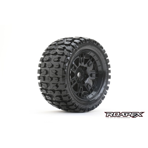 TRACKER BELTED ARRMA KRATON 8S MT TRUCK TIRE BLACK WHEEL WITH 24MM HEX MOUNTED