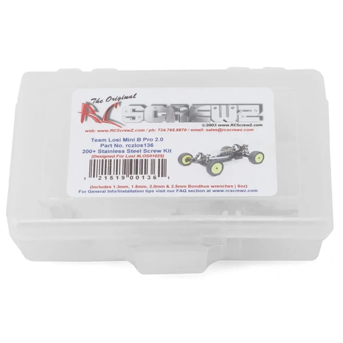 RC Screwz Losi Mini B Pro Roller Stainless Steel Screw Kit