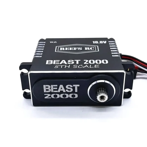 Reefs RC Aluminium BEAST 2000 1/5 Scale 144kg 16.8V Direct Power Brushless Metal Gear Servo with 15T Horns - Black