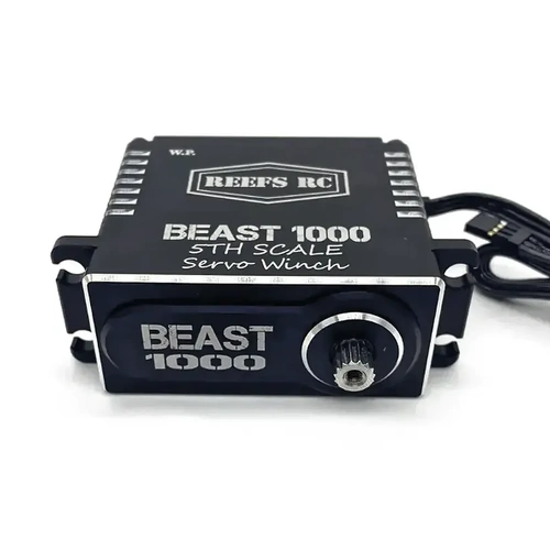 Reefs RC Aluminium BEAST 1000 1/5 Scale 77kg 8.4V Brushless Metal Gear Winch Servo with Spool - Black
