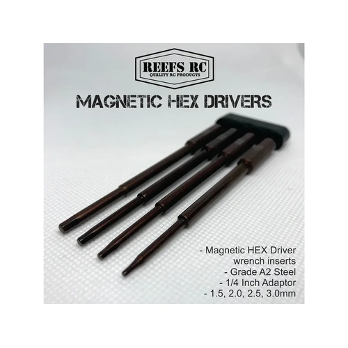Reefs RC 1.5, 2.0, 2.5, 3.0mm Magnetic Hex Driver Tips 4Pcs