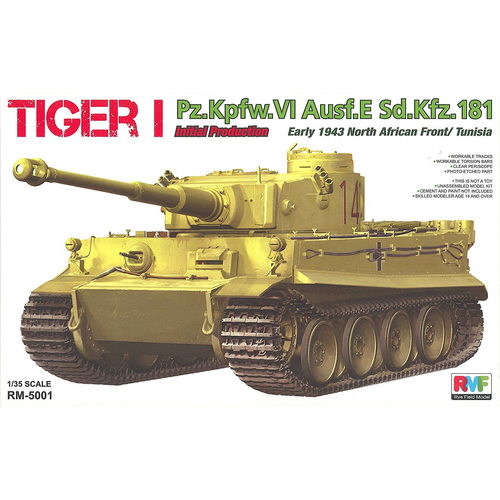 Ryefield 5001 1/35 Tiger I initial production early 1943 w/workable track links Plastic Model Kit